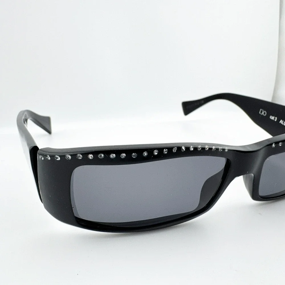 Alain Mikli Y2K‎ Rhinestone Rectangle Sunglasses Women Black Cat 3